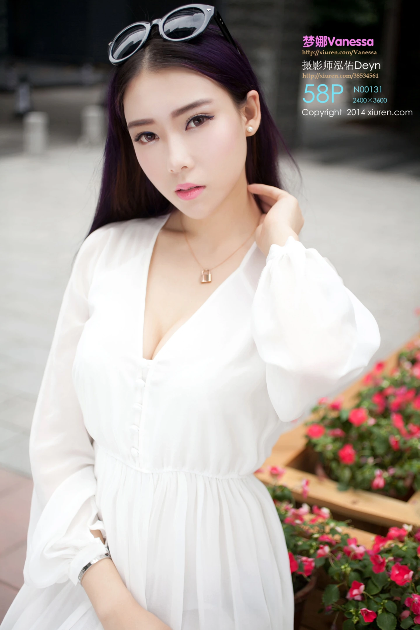 [XiuRen秀人网]No.131_嫩模梦娜Vanessa白色连身睡裙大尺度真空美胸诱惑写真58P-秀人网 - XiuRen.Space